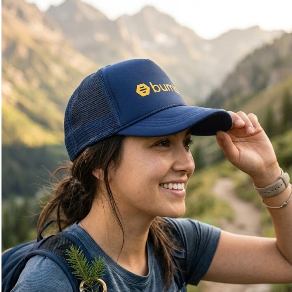 NEW Bumble Dating App Promo Foam Trucker Hat Blue Snapback Corporate Merch